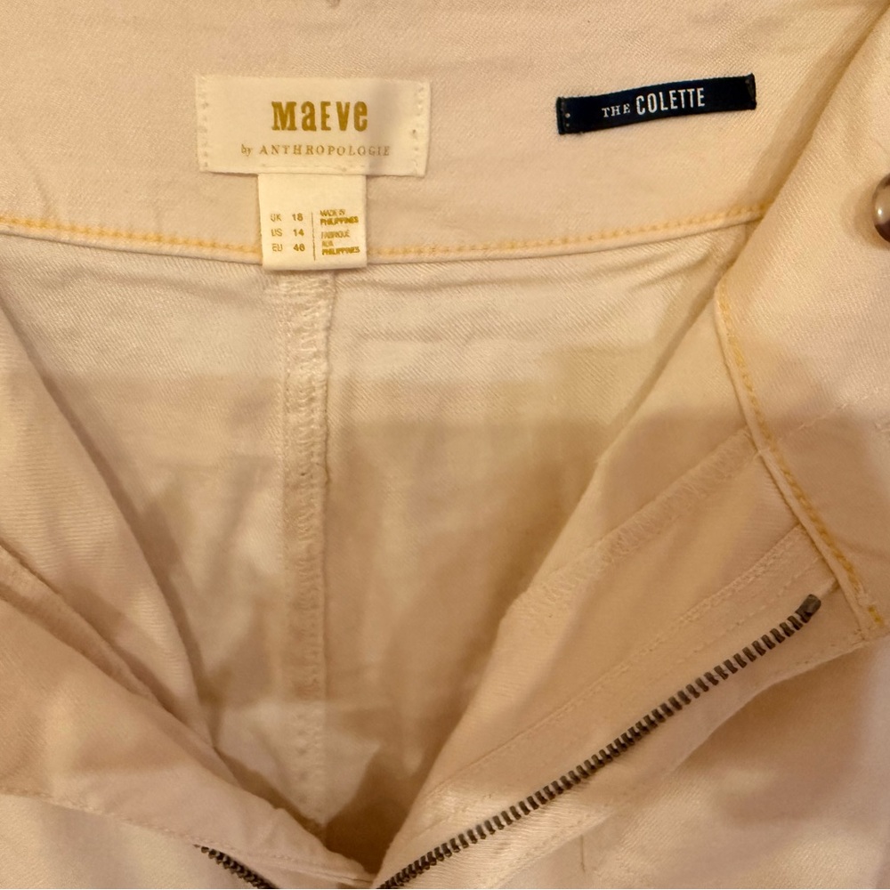 Anthropologie Maeve Colette Cream Pants - Picture 3 of 4